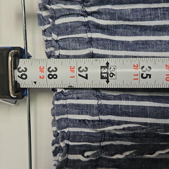 100% LINEN J. Crew Navy Striped Wide Leg Pants - Picture 7 of 8